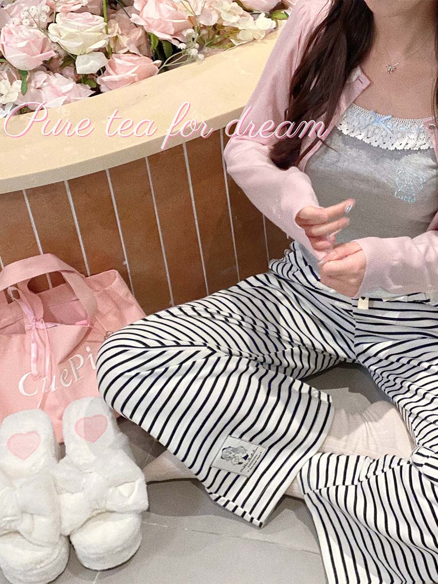 直筒条纹白茶入梦原创mikko