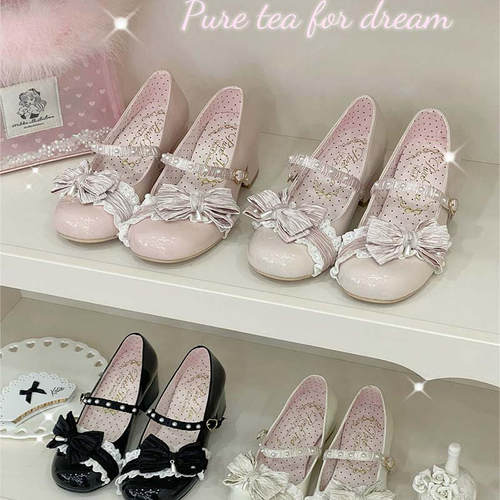 定金|蝴蝶酥 圆头版6团|白茶入梦蝴蝶结中低跟优雅女鞋
