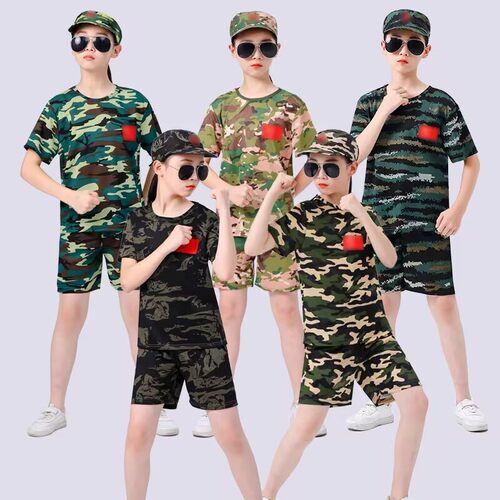 儿童迷彩服春夏男女童迷彩套装夏