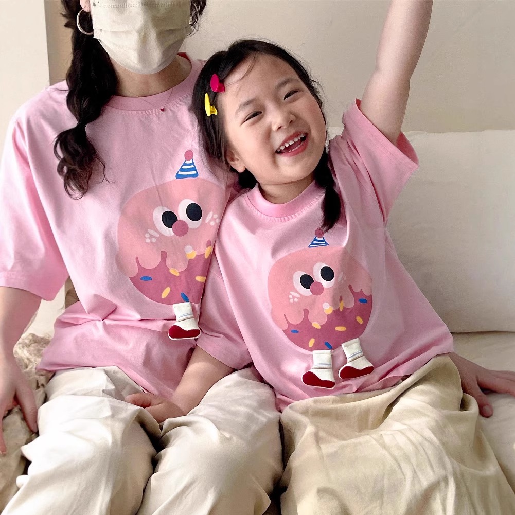 一家三口四口亲子装2025夏季学院风亲子装不一样的亲子装全家福