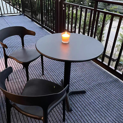 户外网红奶茶店休闲阳台小圆桌塑料椅子三件套组合洽谈庭院室外摆