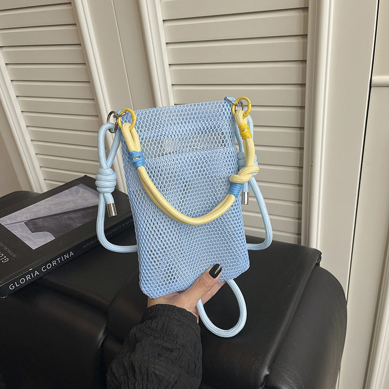 甜美小清新手机包包女夏日户外精简出行单肩包斜挎网纱便携收纳包