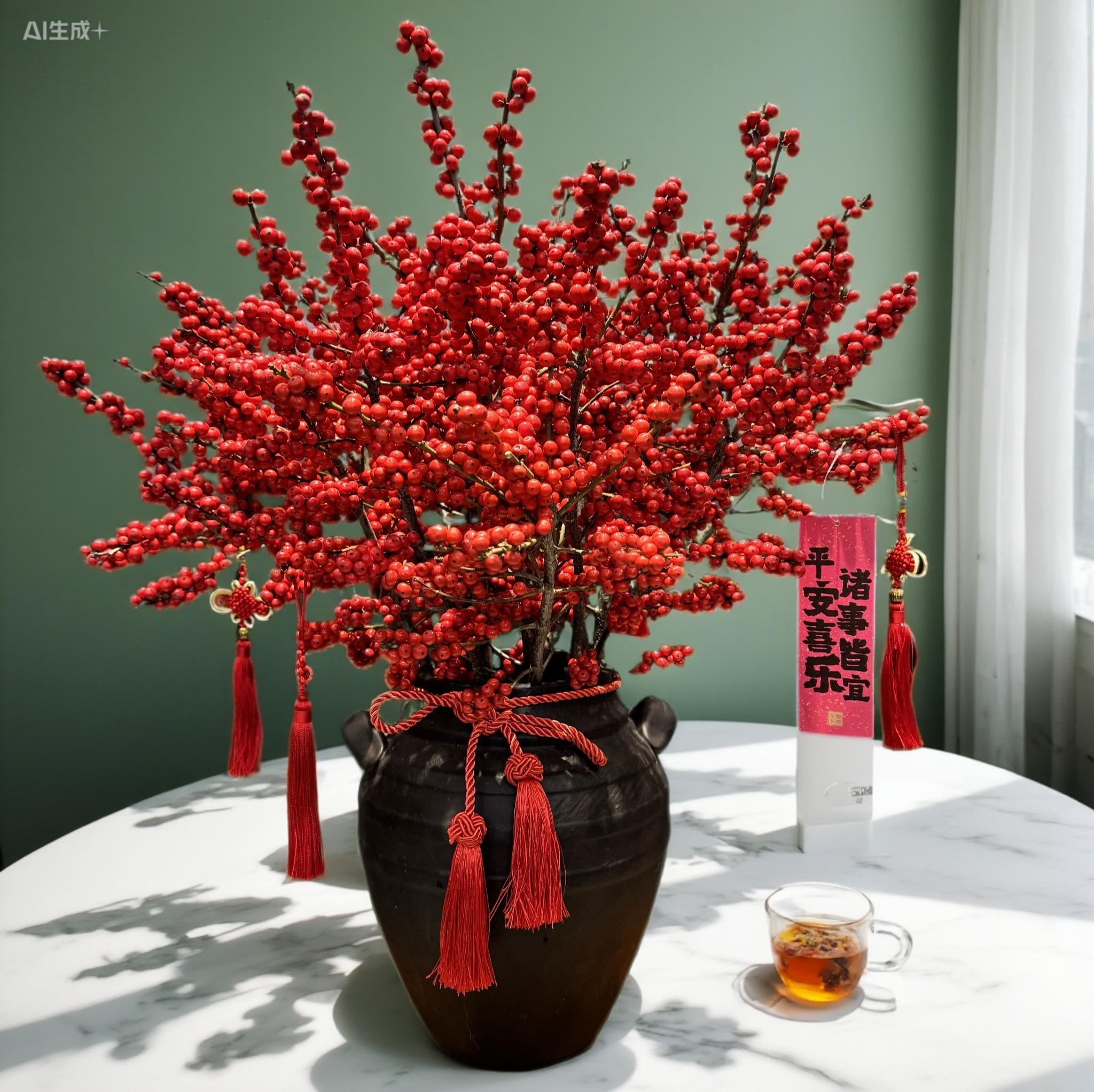 北美冬青鲜切枝红果盆栽年宵花真花室内水养插花客厅装饰乔迁鲜花