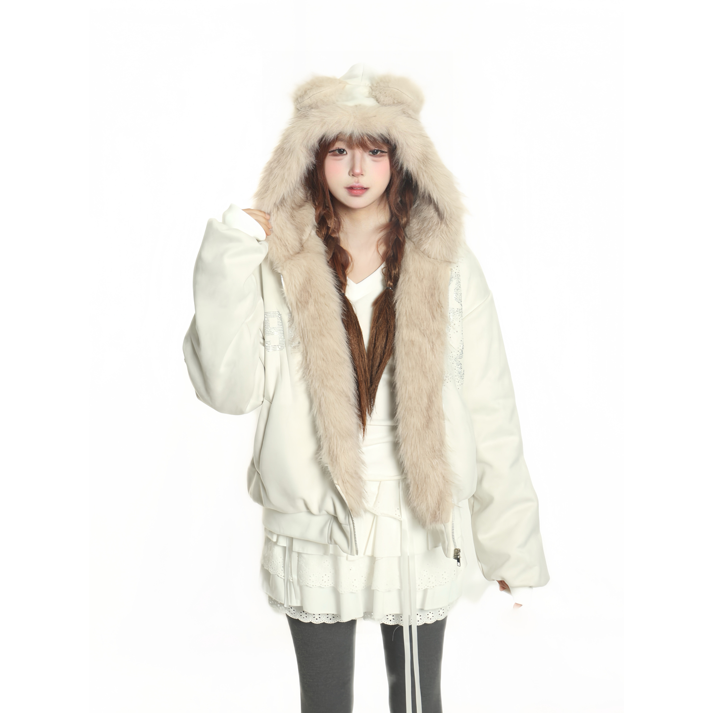 美式毛领星星烫钻座山雕棉服男女