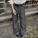 RTIMFD特殊双褶弯刀A字廓形TR西裤 立体裁剪工字折垂感通勤休闲裤