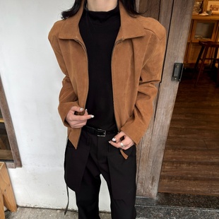 RTIMFD麂皮西部进口仿牛绒麂皮正肩版 型外套cleanfit夹克boxy解构