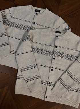 RTIMFD 双股48支费尔岛慵懒情侣厚开衫毛衣 cleanfit百搭混纺外套