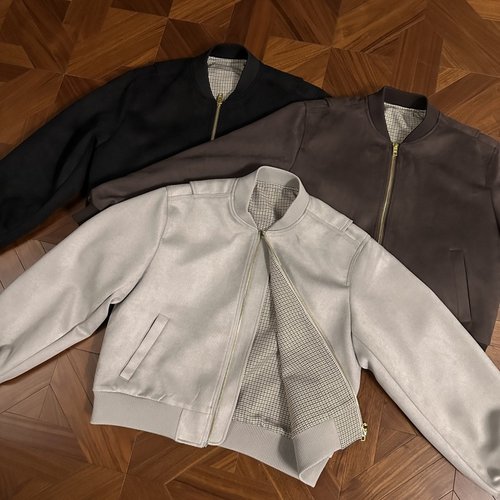 三色重磅风琴页王炸麂皮绒棒球服