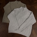 RTIMFD 复古浮雕绵毛马术麻花拉链毛衣 os老钱慵懒粗针立领针织衫