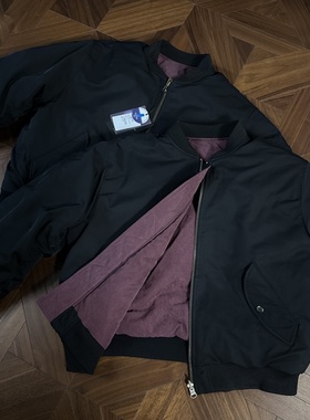 RTIMFD 廓形红丝绒双面穿ma1飞行员棉服bomber棒球棉外套三防保暖