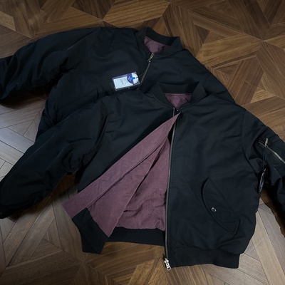 廓形红丝绒双面穿ma1飞行员棉服