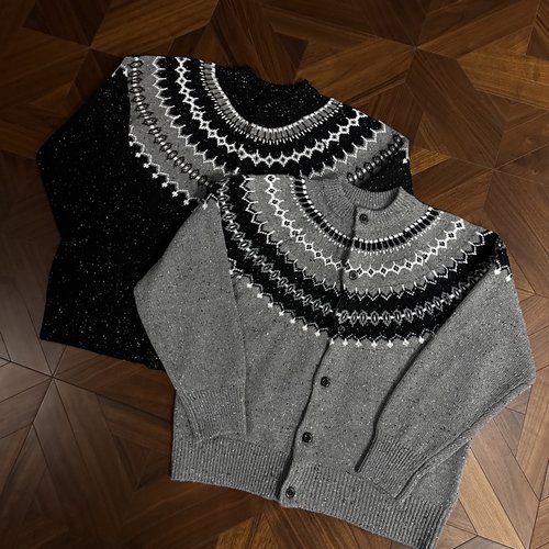 星空费尔岛美丽诺羊毛混纺开衫