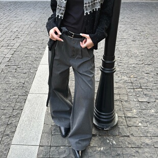 裤 老钱cleanfit通勤百搭西装 腰带 RTIMFD紫铜五连扣双褶A字剑道裤