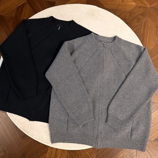 型针织衫 RTIMFD高级线条圆领拉链毛衣外套正肩短款 肌理挺阔合体版