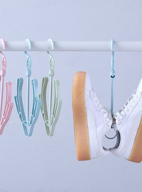 防风双钩阳台晒鞋架多功能晾衣杆挂钩晾衣绳晾晒架创意横杆挂鞋架