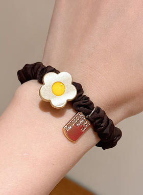 韩式轻奢风金色花朵头绳发圈女扎头发的橡皮筋ins高颜值发绳发饰