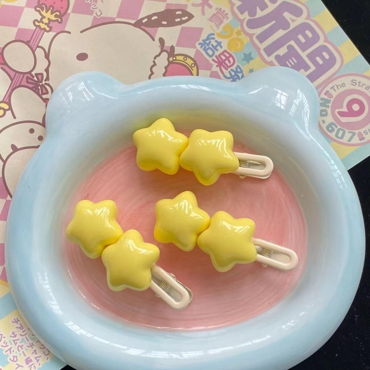 奶呼呼胖星星奶黄五角星边夹ins软萌心小发夹百搭学生刘海夹发饰
