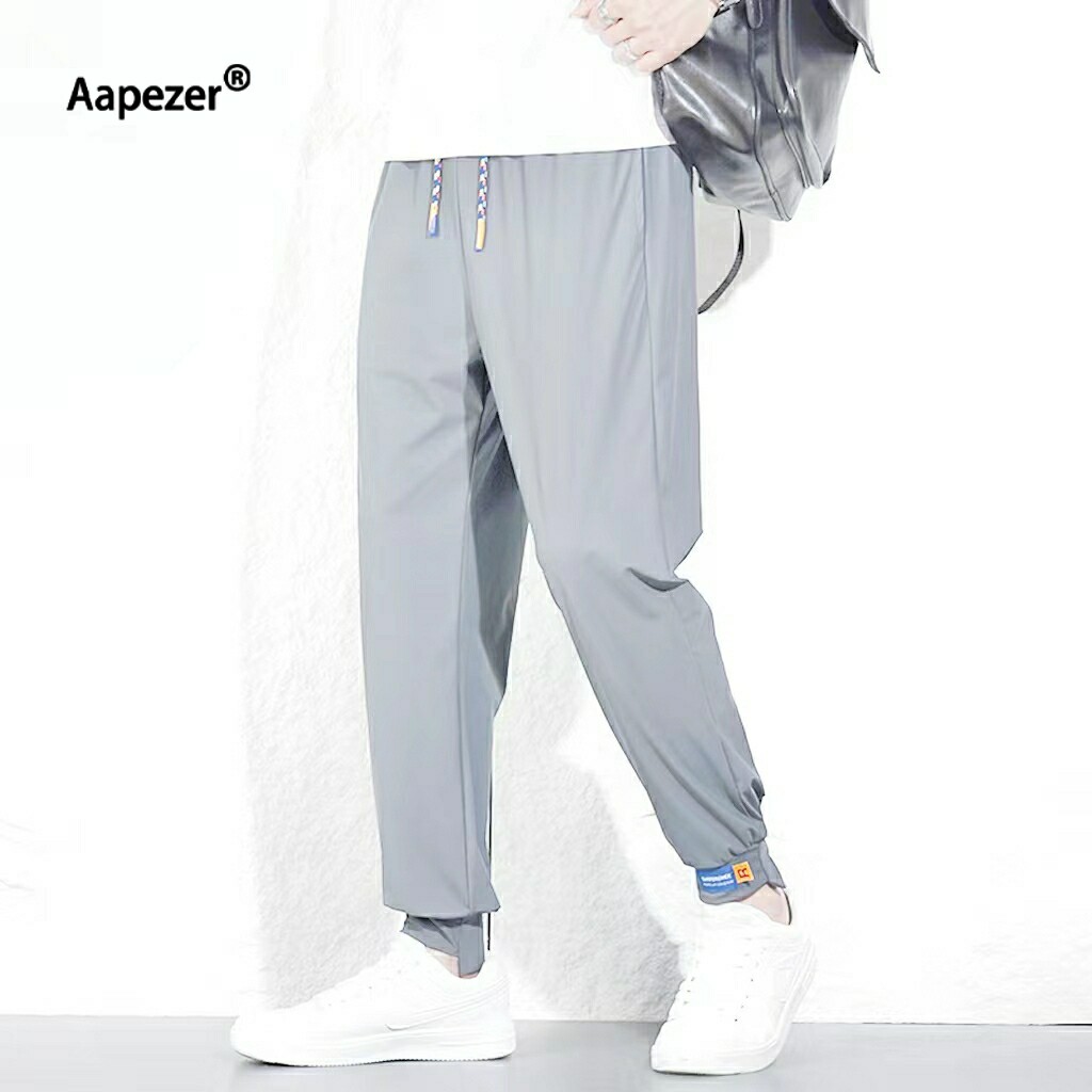 AAPEZER冰丝裤子夏季薄款速干裤潮牌夏天垂感阔腿运动休闲长裤