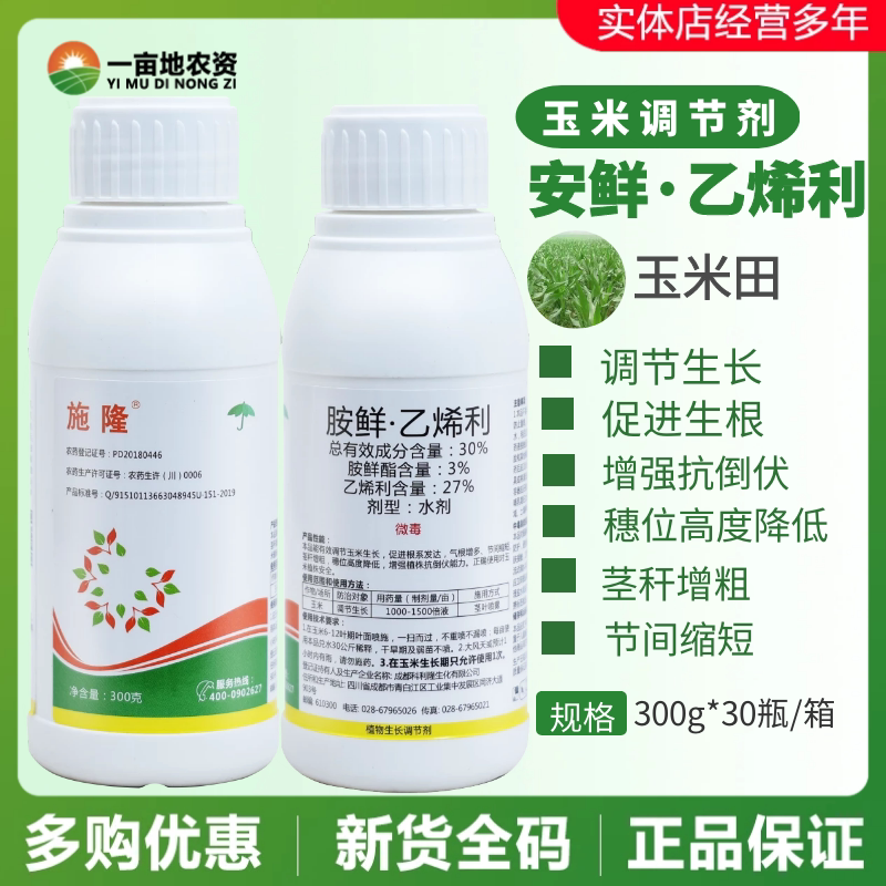 施隆30%胺鲜乙烯利 胺鲜酯 玉米专用控旺节抗倒伏生长调节剂农药