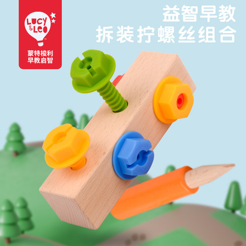 儿童早教木质男孩螺母益智