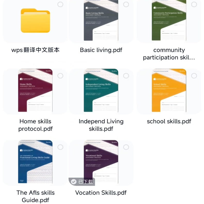AFLS特殊儿童孤独症儿童训练模块功能性生活技能评估技能评估工具