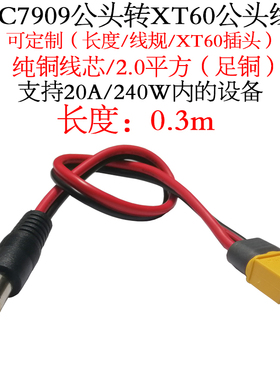 大功率电流DC7909公插头转航模电池XT60公/母头电源插头线0.3m/米