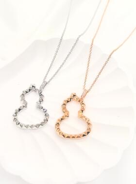 麒麟中号王楚钦张艺兴同款铆钉葫芦项链纯银镀18K金wulu玫瑰金