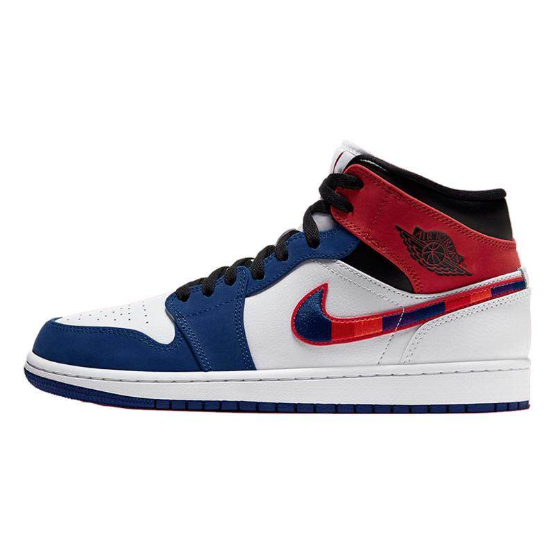 Jordan Air Jordan 1 Mid 彩钩 中帮 复古篮球鞋 男款 白蓝红,运动鞋new,跑步鞋,淘宝优惠券,粉丝福利购,淘宝优惠卷