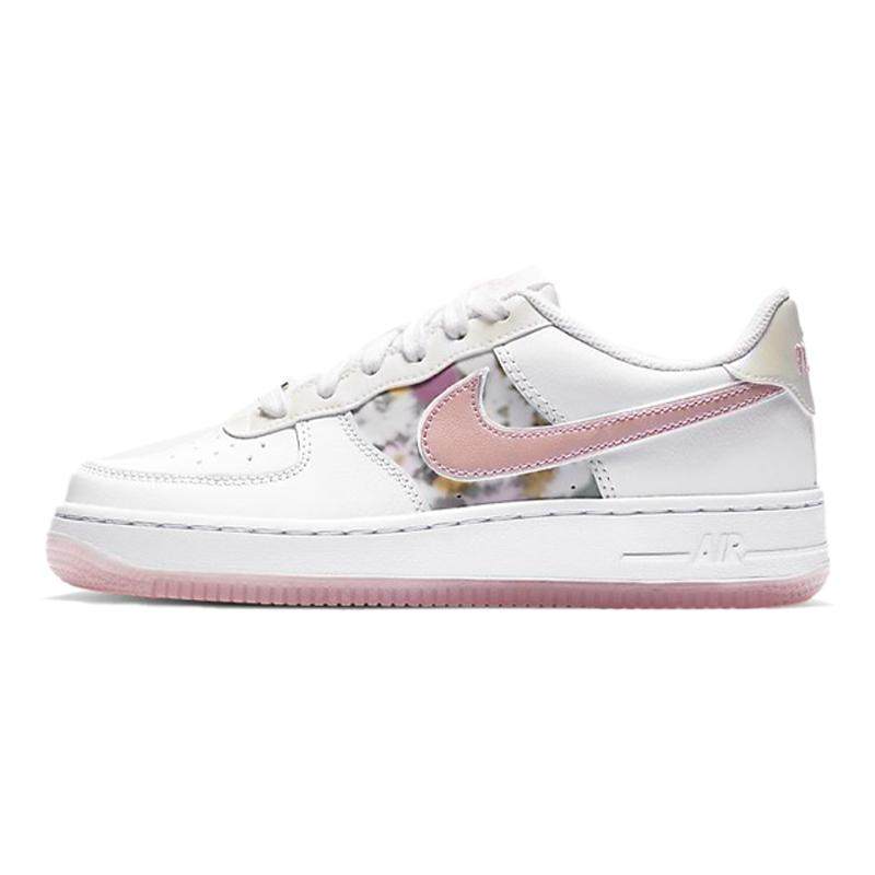 Nike Air Force 1 (GS) 白粉 花卉,运动鞋new,跑步鞋,淘宝优惠券,粉丝福利购,淘宝优惠卷