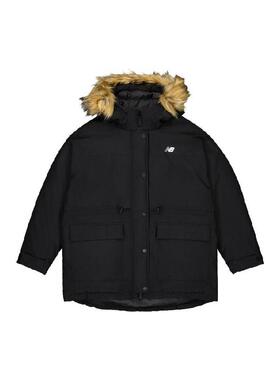 New Balance 纯色拉链连帽长袖羽绒服 女款 黑色