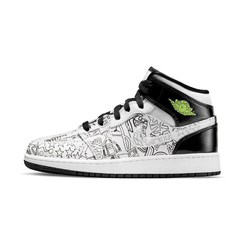 Jordan Air Jordan 1 Mid SE DIY 涂鸦 减震 中帮 复古篮球鞋,运动鞋new,跑步鞋,淘宝优惠券,粉丝福利购,淘宝优惠卷
