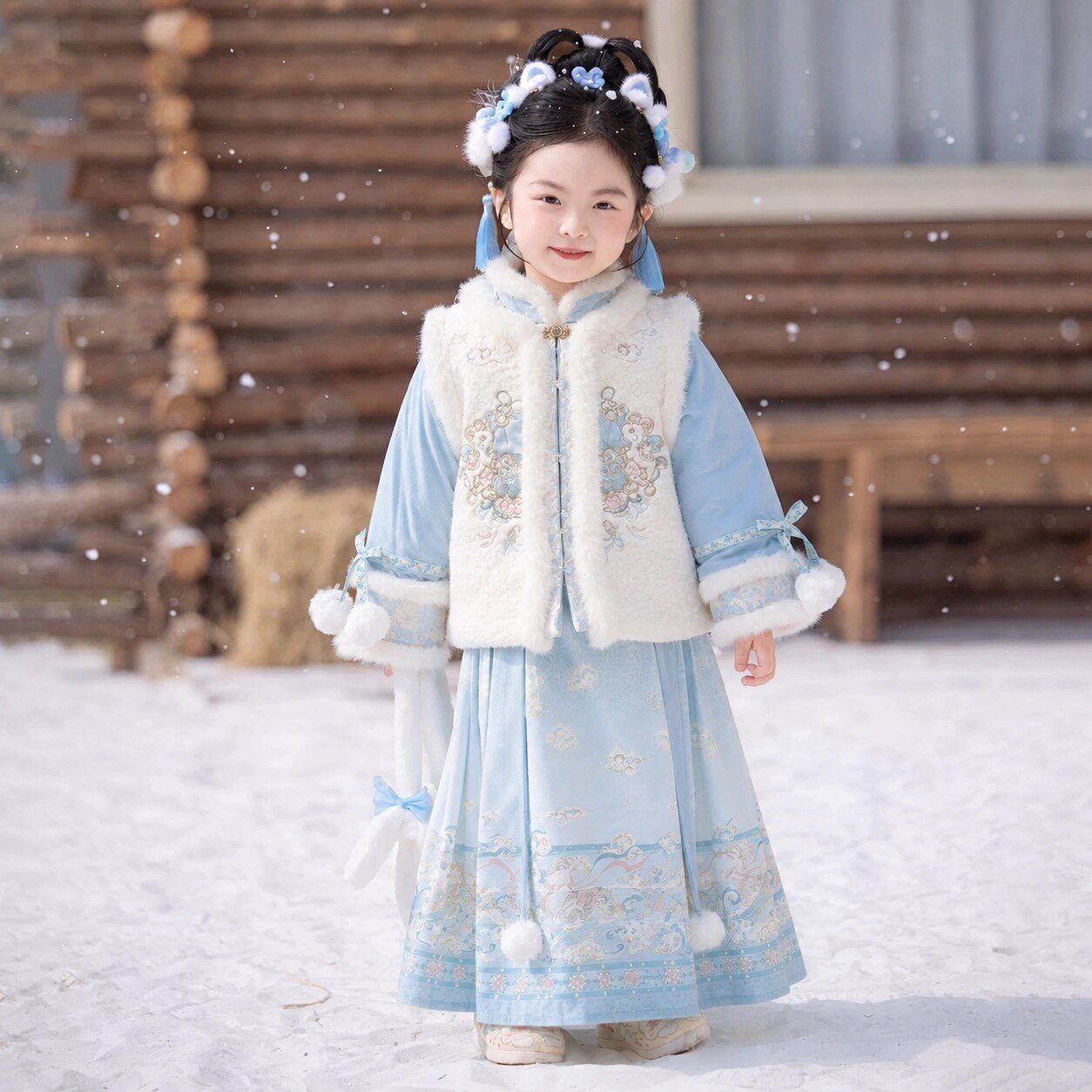汉服女童冬装儿童古装拜年服国风唐装冬季小女孩明制超仙加厚裙子