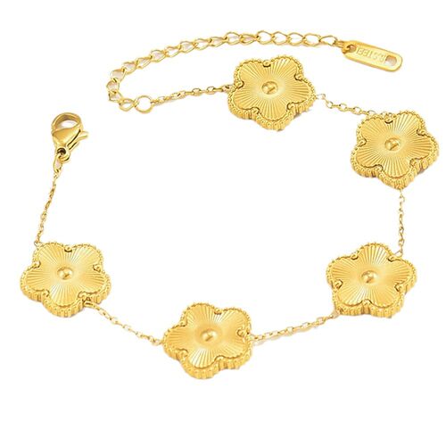 不锈钢四叶草五叶花金色手链不易褪色18K不锈钢首饰gold bangles