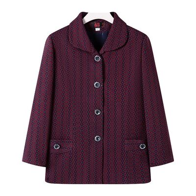 佰米中老年人女装奶奶春装翻领外套60妈妈春秋新款70岁80老人衣服