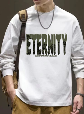 纯棉秋冬潮流长袖韩版男士宽松长袖T恤圆领韩版运动百搭新款ACT