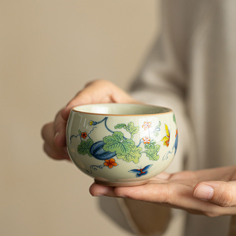 德化茶具秘黄罗汉茶杯陶瓷茶