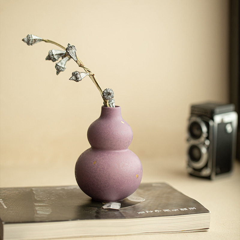 洒金陶瓷葫芦小花插花瓶茶室茶桌
