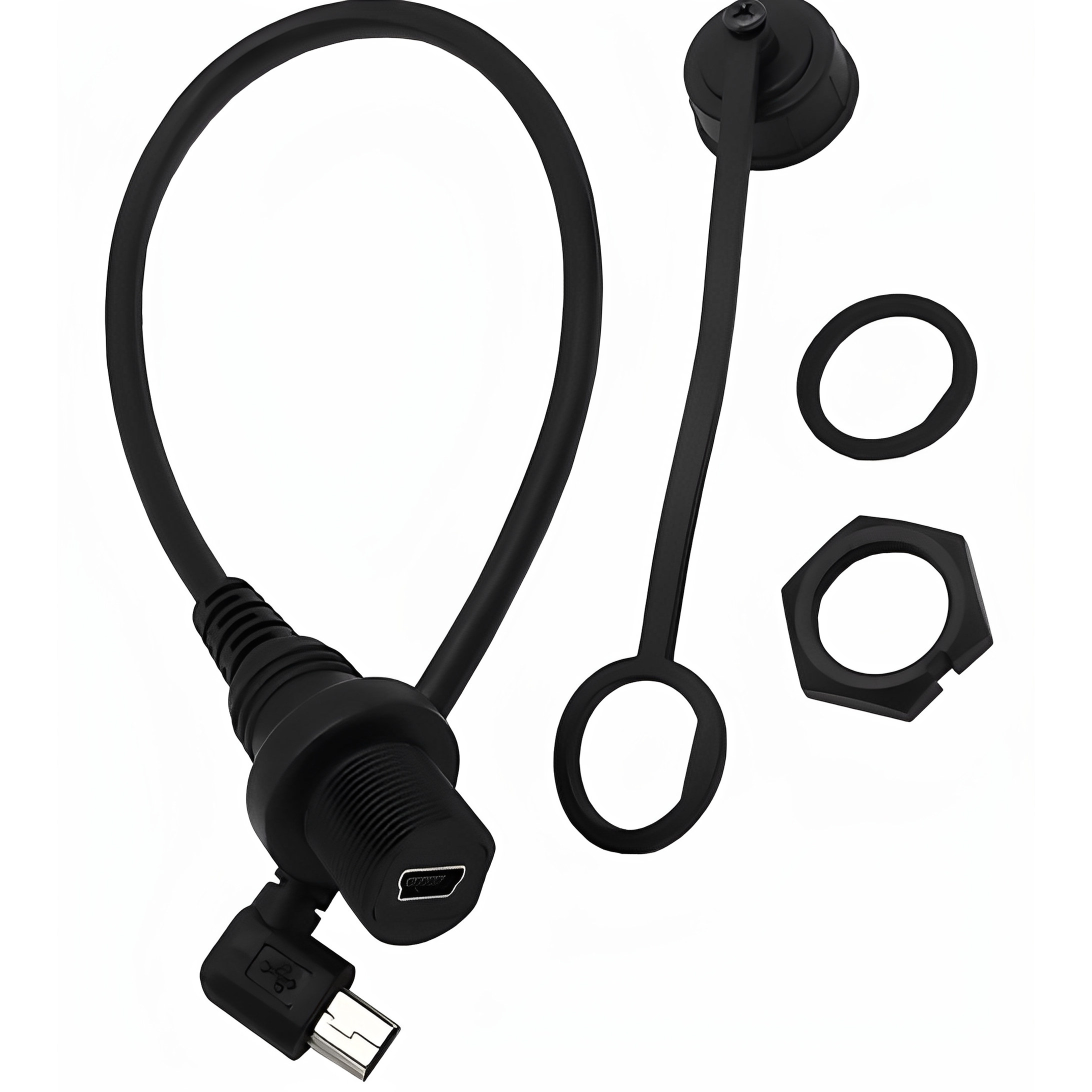 右弯款弯头款螺母面板加长线Mini 5P延长线带防水盖可固定,3C数码配件,数据线,淘宝优惠券,粉丝福利购,淘宝优惠卷