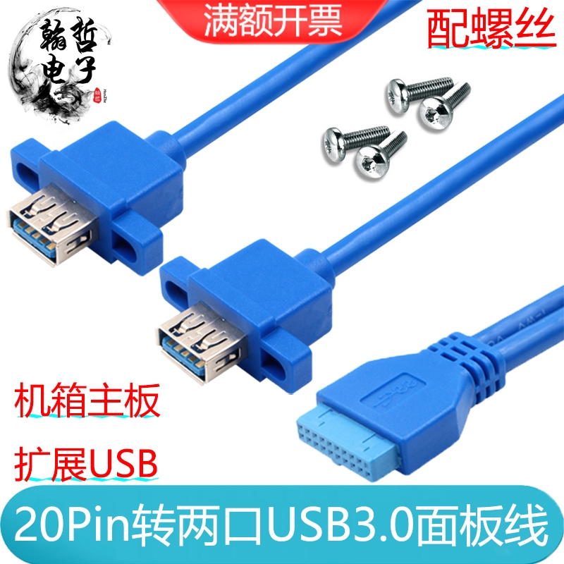 电脑机箱主板19针转双USB转接线