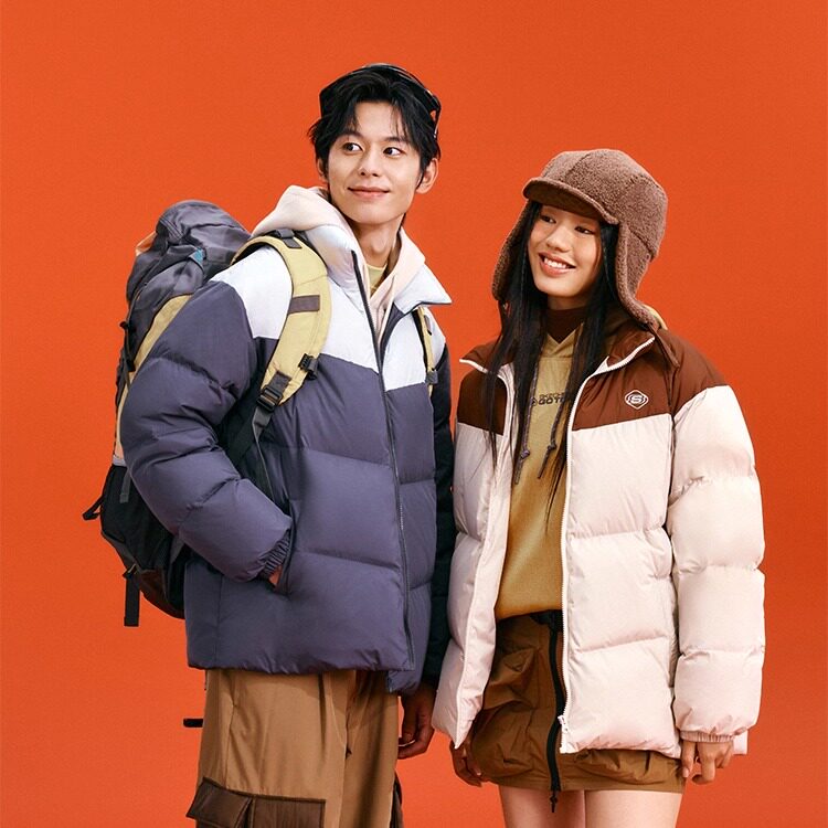 斯凯奇面包服羽绒服冬季复古撞色男女情侣款潮流保暖舒适运动外套