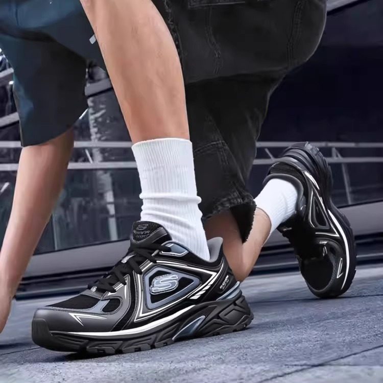 斯凯奇银翼鞋2026秋冬季复古闪穿鞋老爹鞋新款男鞋休闲运动跑步鞋