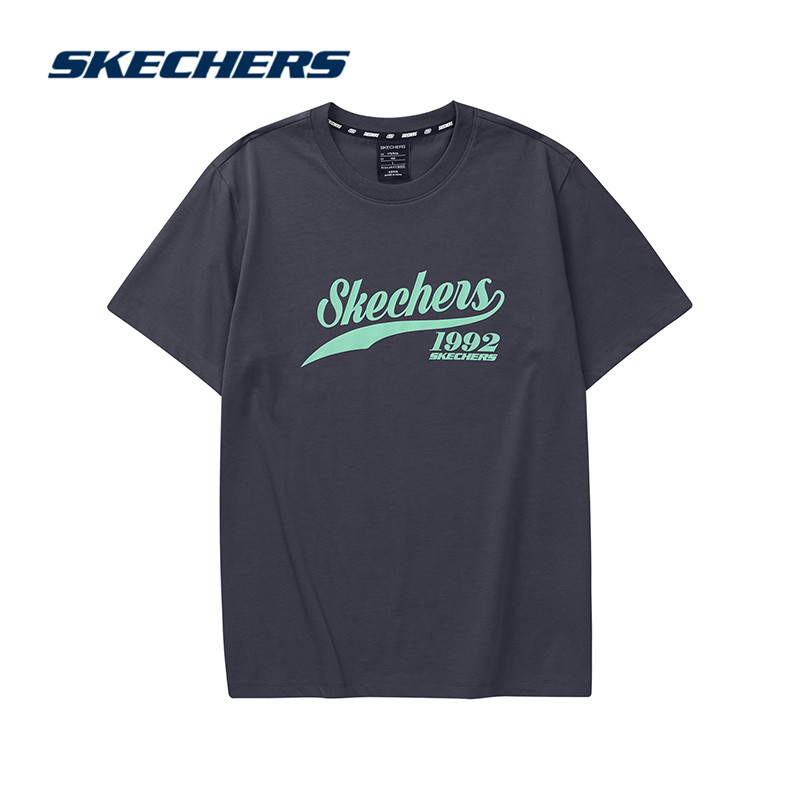 Skechers斯凯奇新款短袖男女款情侣速干运动潮流圆领宽松透气T恤