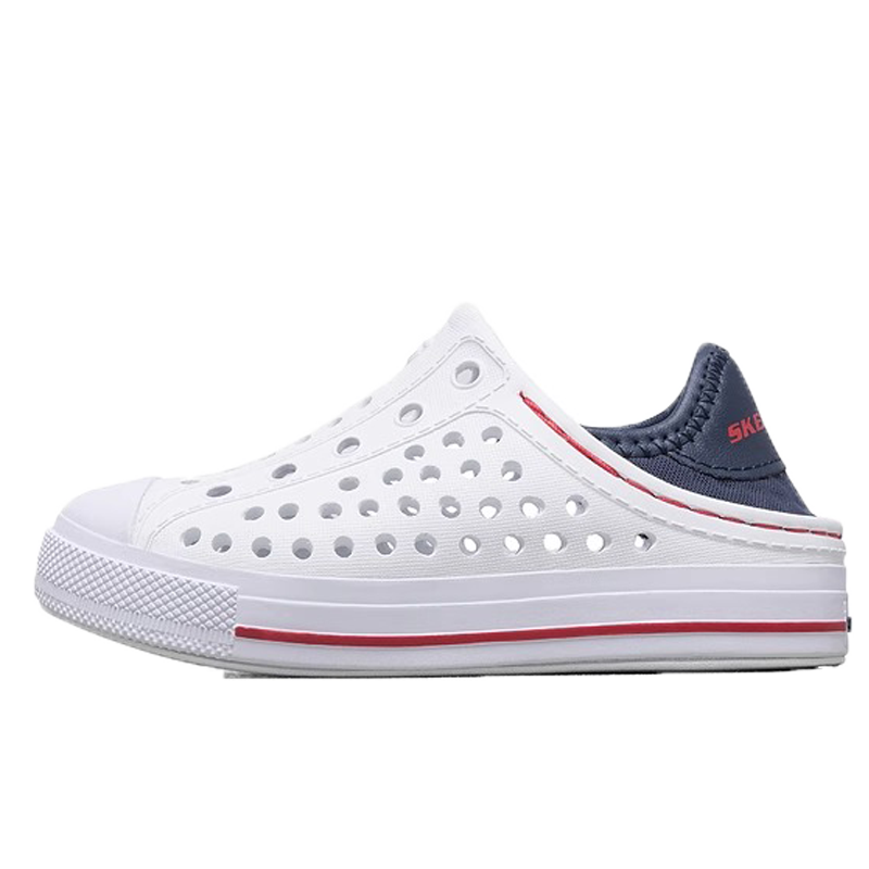 Skechers斯凯奇男女童鞋春季一脚蹬撞色休闲沙滩凉鞋洞洞鞋91995N