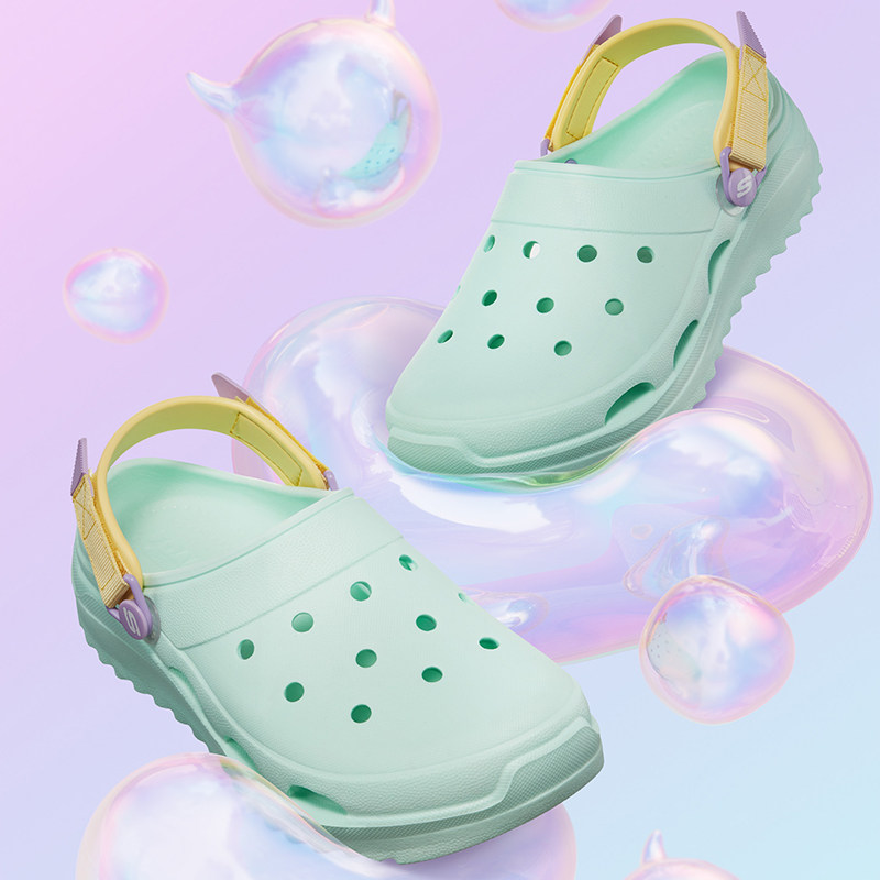 斯凯奇怪兽泡泡鞋|秋女鞋洞洞鞋凉鞋增高厚底踩屎感耐磨沙滩拖鞋