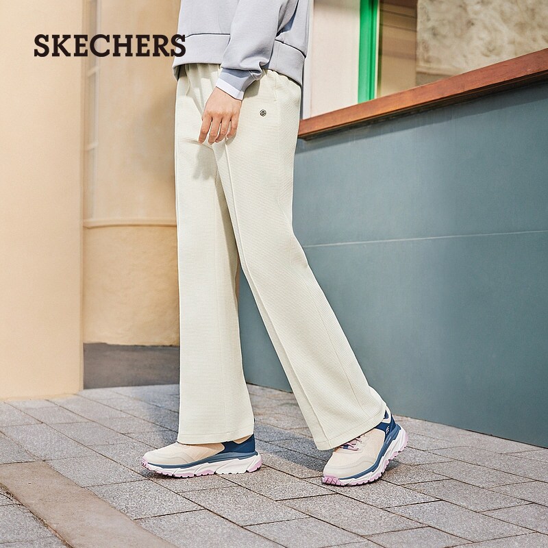 Skechers斯凯奇春女抽绳运动裤宽松直筒裤休闲裤卫裤轻质柔软细腻