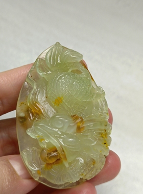 天然岫玉龙吊坠一物一图