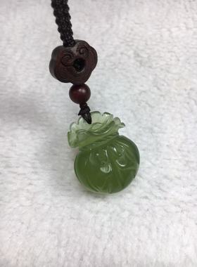 岫玉福袋吊坠男女款新中式钱袋配饰小众百搭天然玉石挂饰全新包邮