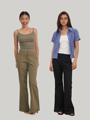 百搭中腰喇叭裤长裤女装