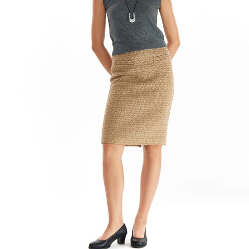 半身裙羊毛混纺开衩复古