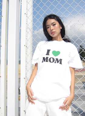 A DoOr 我爱妈妈基础大短袖PoppyT恤男女同款纯棉宽松半袖白色